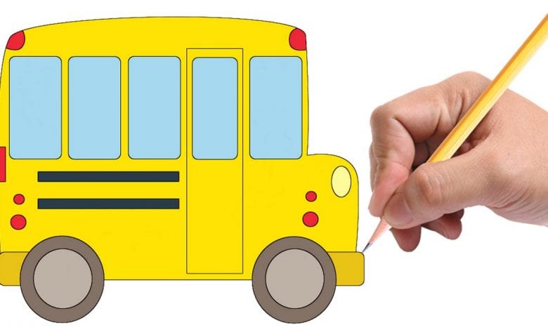 رسم سيارة المدرسة بطريقتين بالصور والخطوات تعليم الرسم فورنونو