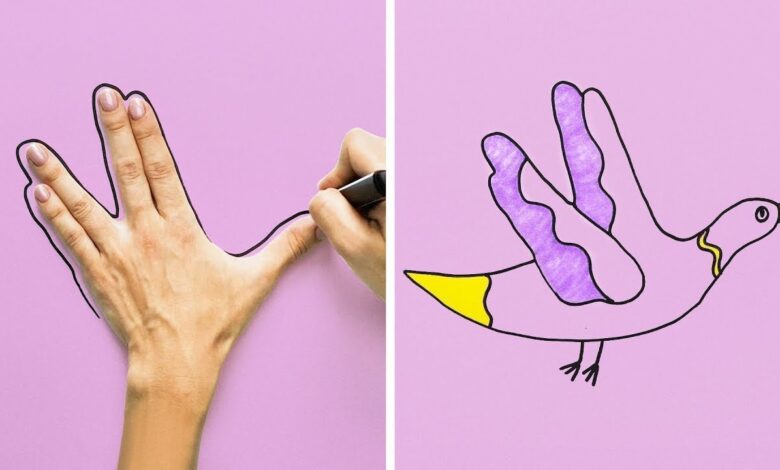 رسم اشكال بكف اليد للطفل يستطيع طفلك أن يرسمها ببراعة - تعليم 